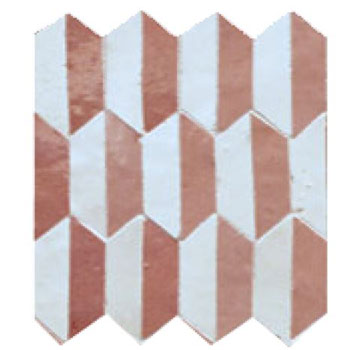 Mosaic House Moroccan tile Saft Half A 1-22 SM White Light Pink  cement, encaustic, field, pattern, star 